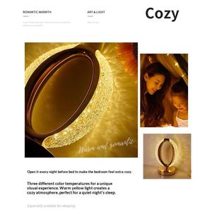 Romantic Wanchi O-shaped LED Night Light Starry Crystal Table Lamp for <b>Bedroom</b> Creative Atmosphere Minimalist Design EU CE - Product Image 2