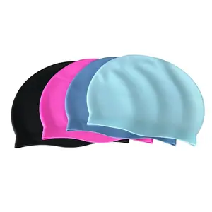 Hot Sell Custom Design Pure Color Kids Swimming Hat Adults Silicone Swim Cap