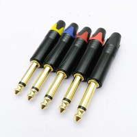 Konektor Tembaga MCX 6.5mm Micro 6.35mm Berlapis Emas 3 Kutub 1/4 Jack Mono Male TS Plug Perak Jack Mikrofon untuk Proyek DIY