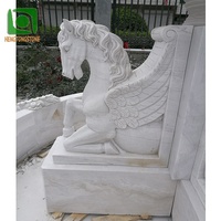 Sculpture décorative extérieure populaire de fontaine d'eau de marbre avec la statue de cheval