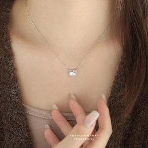 Collier en argent sterling S925 avec chaton en zircon cubique, pendentif de luxe en nacre pour <span class=keywords><strong>femme</strong></span>, idéal pour mariage ou soirée, tendance Facebook - Product Image 4