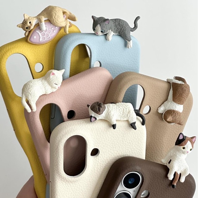 Luxury 3D Cat Phone Case for iPhone 16 Pro Max Shockproof PU Leather Cute Case for iPhone 16 15 14 13