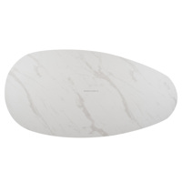 Table de salle à manger moderne en bois avec plateau en MDF imitation marbre et bord naturel, piétement central en métal, pour la maison, la cuisine ou le restaurant