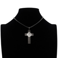 Collier Croix Sportive en Acier Inoxydable Noir Laser Haut de Gamme pour Pâques