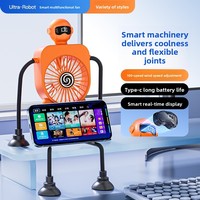 Nouveau Mini Ventilateur Intelligent à Affichage Numérique, Ventilateur de Bureau USB pour Étudiants, Ventilateur d'Extérieur à Ventouse, Batterie au Lithium Intégrée, Robot Transformable