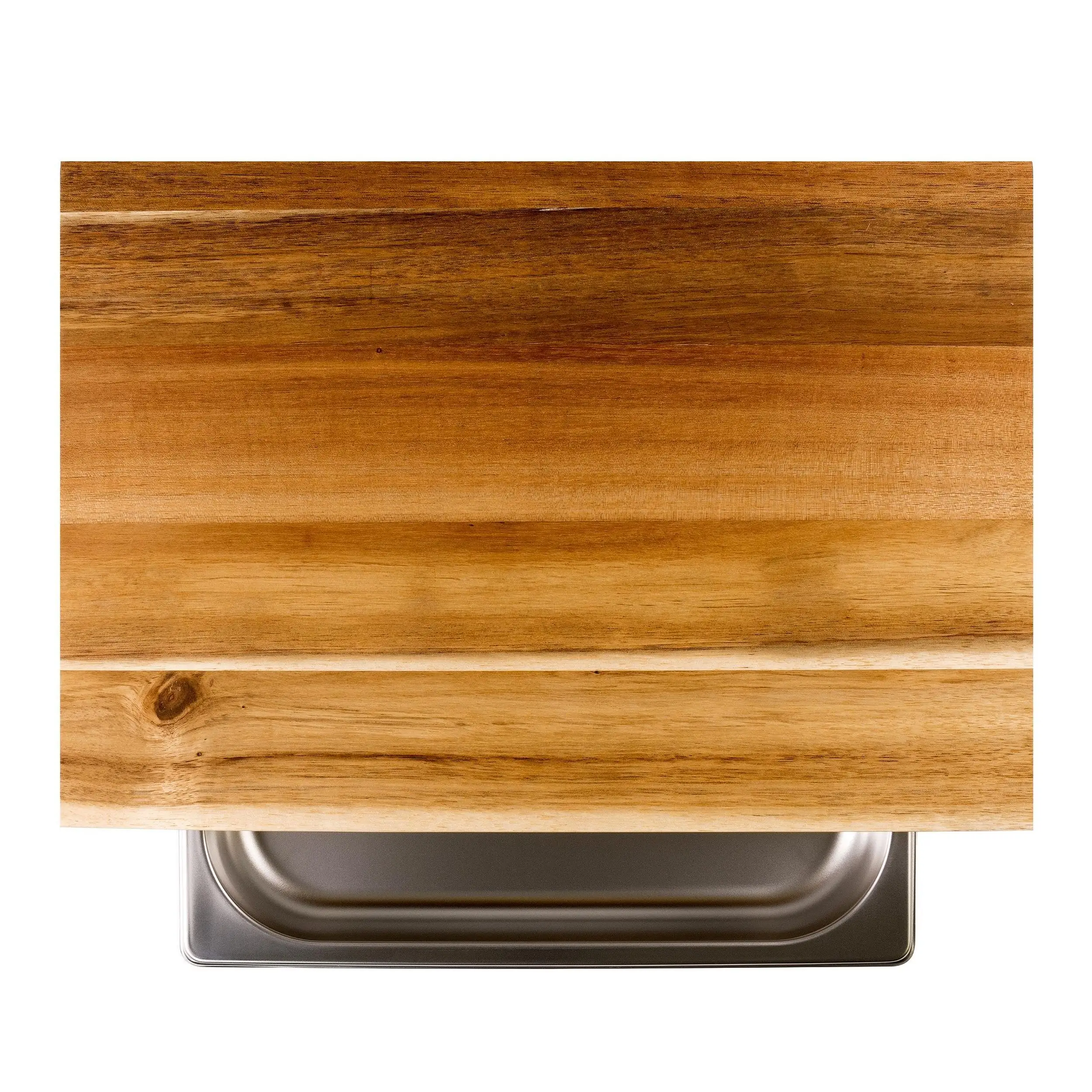 High Quality Acacia Wood Large Cutting Board with Stainless Steel Drawer Tray for Food