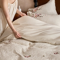 Parure de lit en lin et coton quatre saisons, broderie florale antique, housse de couette en dentelle, ensemble de literie de luxe, vente en gros