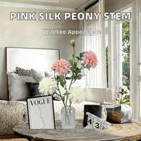 Fleur de pivoine artificielle faite à la main, haute simulation, 2 têtes, tige en soie de 68 cm de long, rose, pour arrangement floral, décoration de maison et de mariage