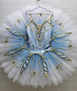 Tutú de panqueque de ballet profesional nuevo atractivo tutú de rendimiento degradado de satén azul cielo - Product Image 1