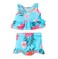 Maillot de bain d'été pour tout-petits, vente en gros, pour fille, mignon, style camisole, une pièce à volants, vêtements de natation tendance, avec bretelles à nœuds, pour bébé fille