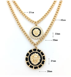 2026 ट्रेंडी गहने-शेर सिर एनमेल मल्टी-लेयर चेन हार-फैशनेबल और आकर्षक महिलाओं के पेलेंट हार - Product Image 4