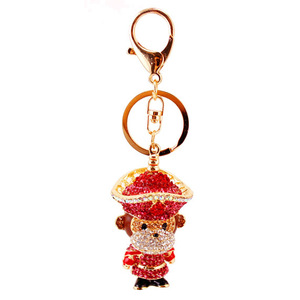 Encantador mono encanto colgante creativo Regalo de Cumpleaños cristal Rhinestone monedero bolso llavero cadena aleación mosquetón llavero - Product Image 6