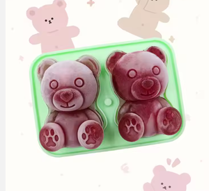 Mới Nhất 3D Dễ Thương Động Vật 2 Khoang Gấu Hình Dạng Silicone Ice Cube Khay Tự Làm Thân Thiện Với Môi BPA Miễn Phí Dễ Dàng Pop <span class=keywords><strong>out</strong></span> Mùa Hè Bên Whiskey - Product Image 4