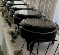 Chauffe-Plat Professionnel FULAIXIN en Acier Inoxydable, Luxe, pour Restaurants, Hôtels, Mariages, Chauffage au Gaz, Capacité 9L, Couleur Or