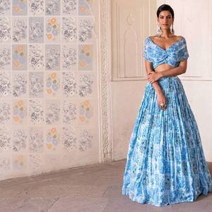 Tela de encaje Georgette con estampado digital al por mayor, material de vestido floral de poliéster premium, proveedor de telas para prendas de vestir. - Product Image 1