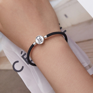 Pulsera de Plata de Ley 925 con Calavera Rebelde y Cordón Encerado Negro, Estilo Punk <span class=keywords><strong>Rock</strong></span>, para Hombre y Mujer, Base para Charms DIY SCB247 - Product Image 5
