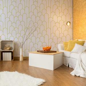 Papel pintado a rayas bohemio geométrico blanco y dorado contemporáneo Peel Stick lienzo autoadhesivo decoración del hogar murales de pared para Cocina - Product Image 2