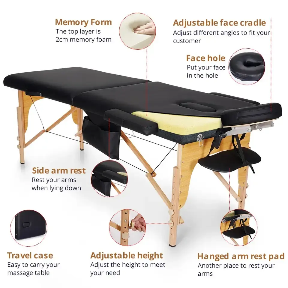 2023 nouvelles innovations lit en bois pour tout le corps table de massage pliante