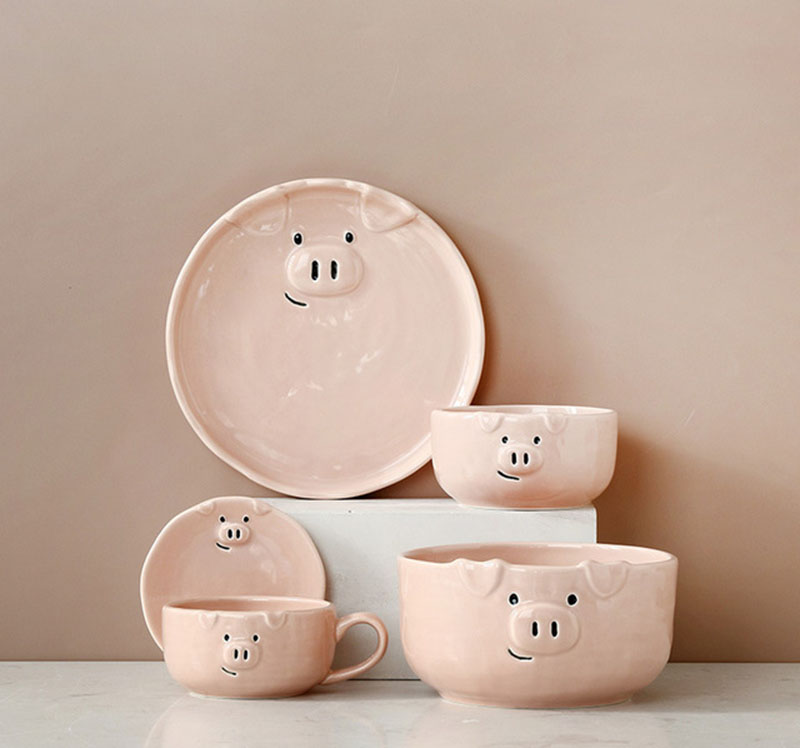 豚の形をした可愛い食器セット 陶器製 日本風漫画 立体食器| Alibaba.com