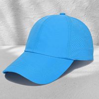 Gorra de béisbol transpirable de malla de 6 paneles para mujer, de secado rápido, con protección solar, para deportes al aire libre, con logo personalizado, para coletas, ideal para verano.