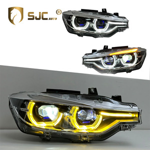 Nuovo Faro SJC Aggiornato F30 per <span class=keywords><strong>BMW</strong></span> <span class=keywords><strong>Serie</strong></span> 3 F30 F35, DRL Giallo/Bianco, Doppia Lente Proiettore, Finitura <span class=keywords><strong>Blu</strong></span>, Faro Anteriore per Auto - Product Image 1
