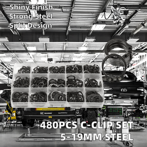 صانعة فولاذية من الكربون C-، 5-19 خارجي مشبك دائري ، حلقات تثبيت بسيطة وبنمط منقسم من الزنك لغسالات العمود - Product Image 2