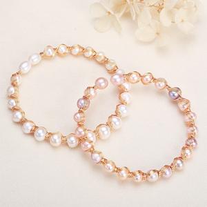 Bracelet en perles d'eau douce plaqué or cuivre, vente chaude transfrontalière, meilleur bracelet en perles véritables de Zhuji - Product Image 1