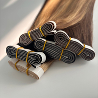 Extensions de cheveux à bande adhésive longue, directement de l'usine, ombré brun foncé, cheveux brésiliens vierges non traités avec cuticules intactes, bande adhésive à injection pour peau