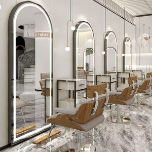 Wss 2025 Precio de Fábrica, Diseño Personalizado de Muebles de Salón de Belleza con Espejo Ovalado Cuadrado de Estilo Moderno y Lujoso - Product Image 1