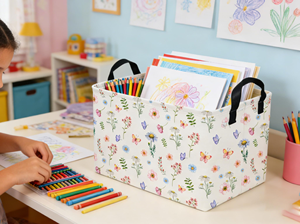 <b>Rectangular</b> <b>Storage</b> <b>Basket</b> Kids Canvas <b>Storage</b> Bin Organizer with Handles for Easter Decor,Shelf <b>Basket</b>,Toy Organizer - Product Image 3