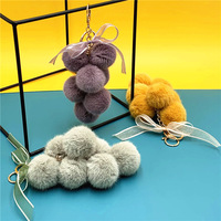 Porte-clés créatif en peluche en forme de pamplemousse, pendentif mignon pour sac, avec nœud en dentelle et boule de fourrure, pour clés de voiture