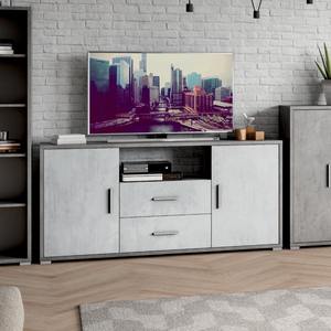 Credenza doppia, 174x41 cm, H. 84, cemento e ossido bianco - Product Image 1