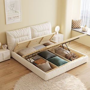 Cama Tapizada de Lujo de Diseño Creativo Baoto, Patas de Acero Inoxidable, Moderna, de Madera, Tamaño King, Estilo Hotelero Italiano - Product Image 5
