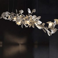 Lustre en forme de feuille ovale et de branche d'arbre, or, design artistique de luxe pour hall d'entrée MD88227