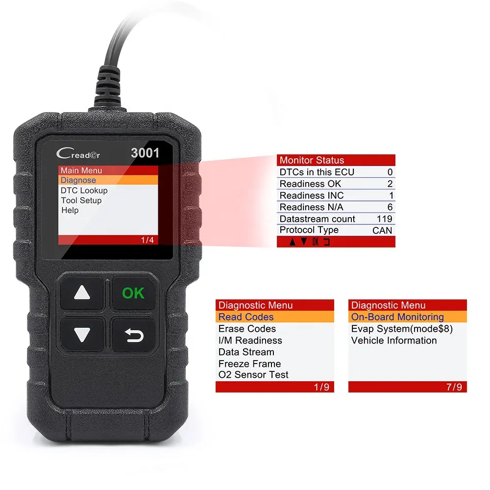 השקת X431 OBDII EOBD Creader CR3001 OBD2 קורא סורק אוטומטי אבחון כלי