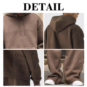 KIingSen - Conjunto de Sudadera con Capucha y Pantalones Deportivos para Hombre, con Logotipo en Relieve, de Felpa Suave, Poliéster/Algodón, Transpirable para Invierno - Product Image 5