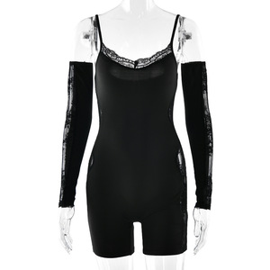 Combinaison en dentelle pour femmes, dos nu, décolleté bas, coupe ajustée, haute élasticité, tenue de soirée FDL1947 - Product Image 5