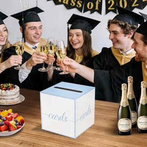 Boîte à cartes pour fête ; Boîte pour cartes bleue ; Urne à cartes pour baby shower, révélation du sexe, mariage, fête prénuptiale, anniversaire - Product Image 5