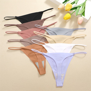 Usine directe sans Trace Sexy glace soie culotte une pièce respirant confortable taille basse femmes string solide motif <span class=keywords><strong>Nylon</strong></span> - Product Image 4