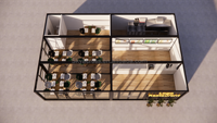 Conteneur à panneaux sandwichs préfabriqués à deux étages pour café-restaurant-bar-kiosque-villa, écologique et facile à installer