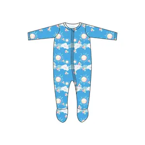 Kinderkleding Voor De Baby Dragen Losse En Comfortabele Zonnestelsel Bedrukte Bamboe Voet Pyjama Kinderkleding