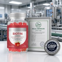 Bonbons Gommeux de Beauté Halal Personnalisables OEM ODM avec Logo, Vitamines Biotine 5000mcg, Supplément pour la Croissance Capillaire à la Biotine, Prêts à l'Achat
