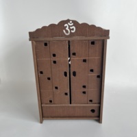 Grande Pooja Mandir en bois faite à la main pour la maison Temple hindou poli avec décoration murale