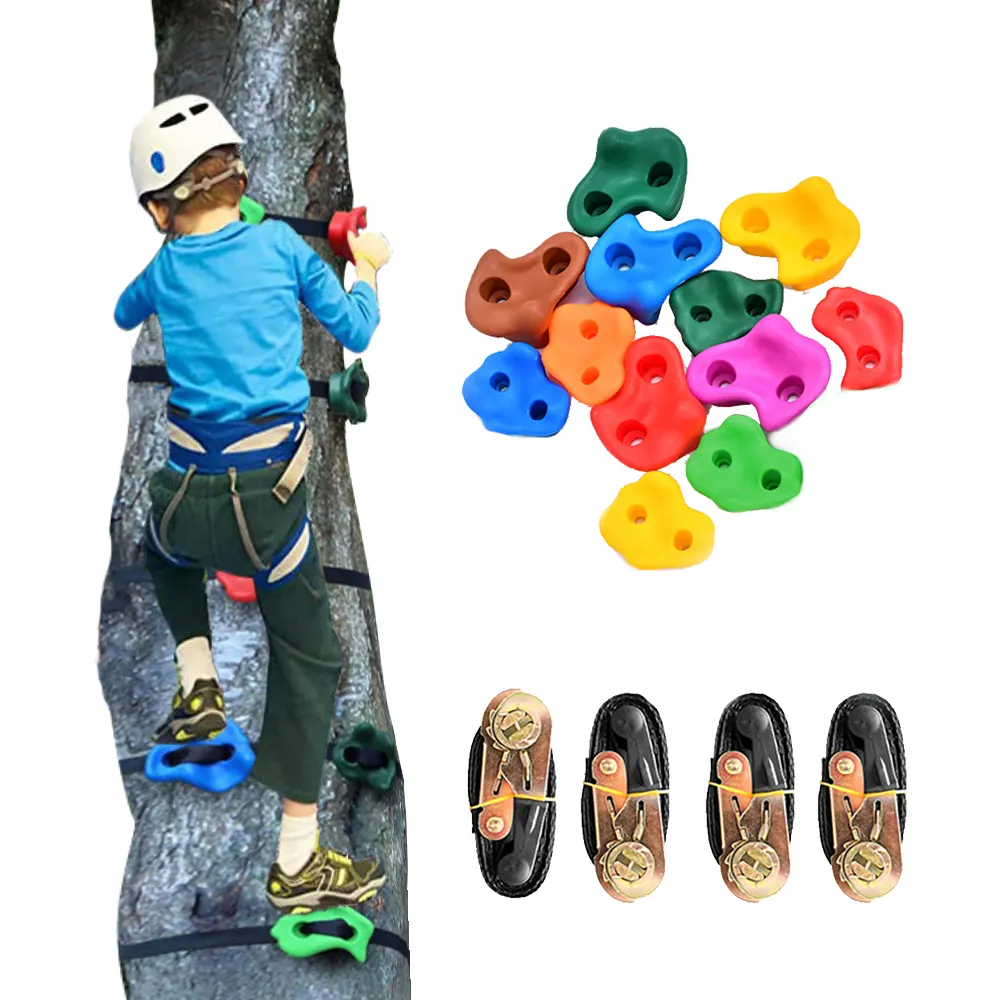 Children Outdoor Adventure Rock Climbing Stones Climbing Wall Swing Holds For Kids Playground Amusement Park