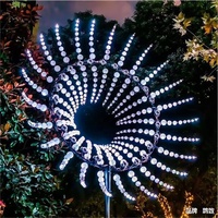 Sculpture cinétique rotative en acier inoxydable pour l'art paysager LED, sculpture de jardin d'extérieur, sculpture en métal, changement de couleur de la lumière