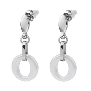 <b>Stud</b> <b>Earrings</b> <b>Black</b> White Ceramic 15mm Round Geometric Shape For Women Fashion Jewelry - Product Image 5