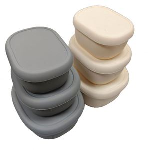 Boîte à lunch en silicone de qualité alimentaire, compatible micro-ondes et résistante à la chaleur, récipient pour aliments pour bébés, stockage hermétique, boîte bento pliable - Product Image 1