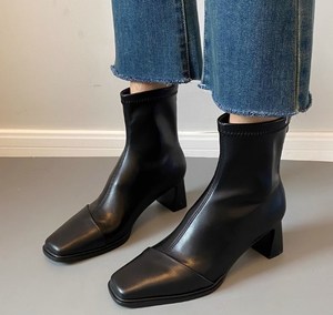 Botas De Mujer Square Toe Heels <strong>s</strong> Back Zipper <strong>Women</strong> <strong>Ankle</strong> <strong>Boots</strong> - Product Image 5