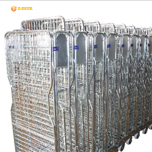 नेस्टेबल पोर्टेबल मेटल लॉजिस्टिक नेस्टिंग 4 साइड लॉन्ड्री ट्रॉली कार्ट - Product Image 3