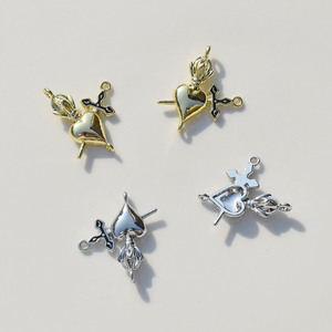 Pendentif en alliage « Flèche traversant le cœur » en or blanc KC, composants de bijoux DIY pour la fabrication de boucles d'oreilles GJ330 - Product Image 3